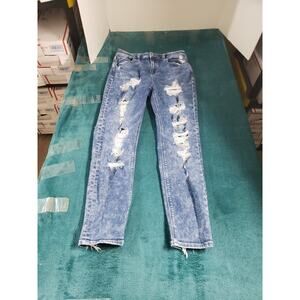 American Eagle Jeans Size 2 Womens Blue Stretch Pants Denim Mid Rise Mom